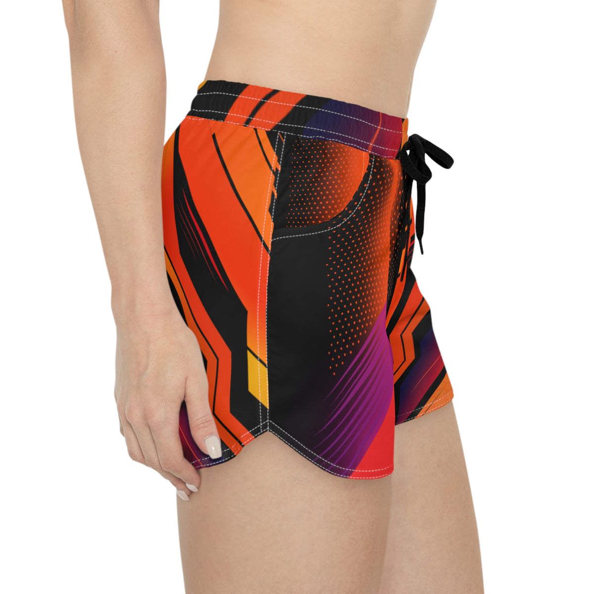 Women's Multipurpose Athletic Shorts with Pockets | Abstract Vibrant Geo
