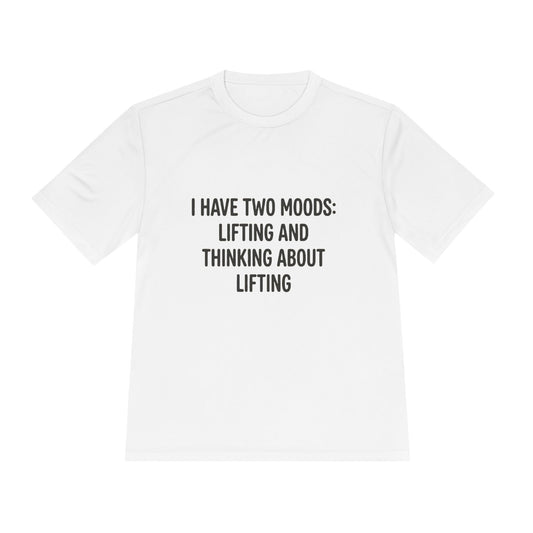 Lifting & Thinking About Lifting Tee — Workout Humor Moisture‑Wicking Shirt