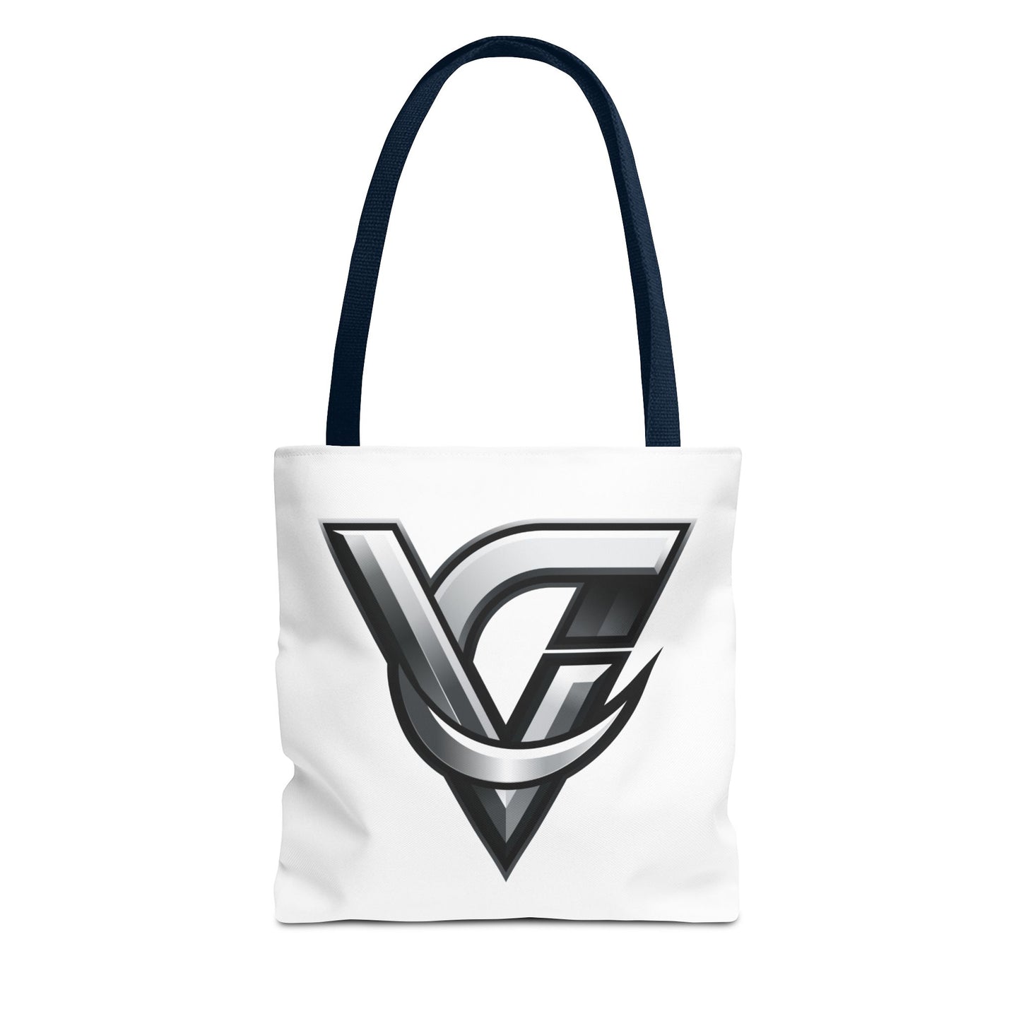 Chrome VG Emblem Tote Bag — Sleek Gamer Logo All-Over Print Tote