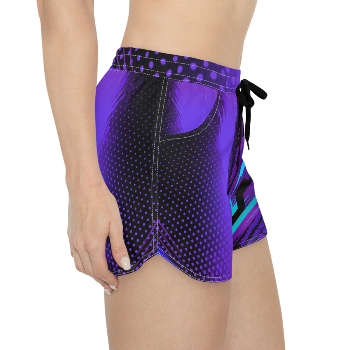 Women's Multipurpose Athletic Shorts with Pockets – Cyber Circuit Purple & Teal