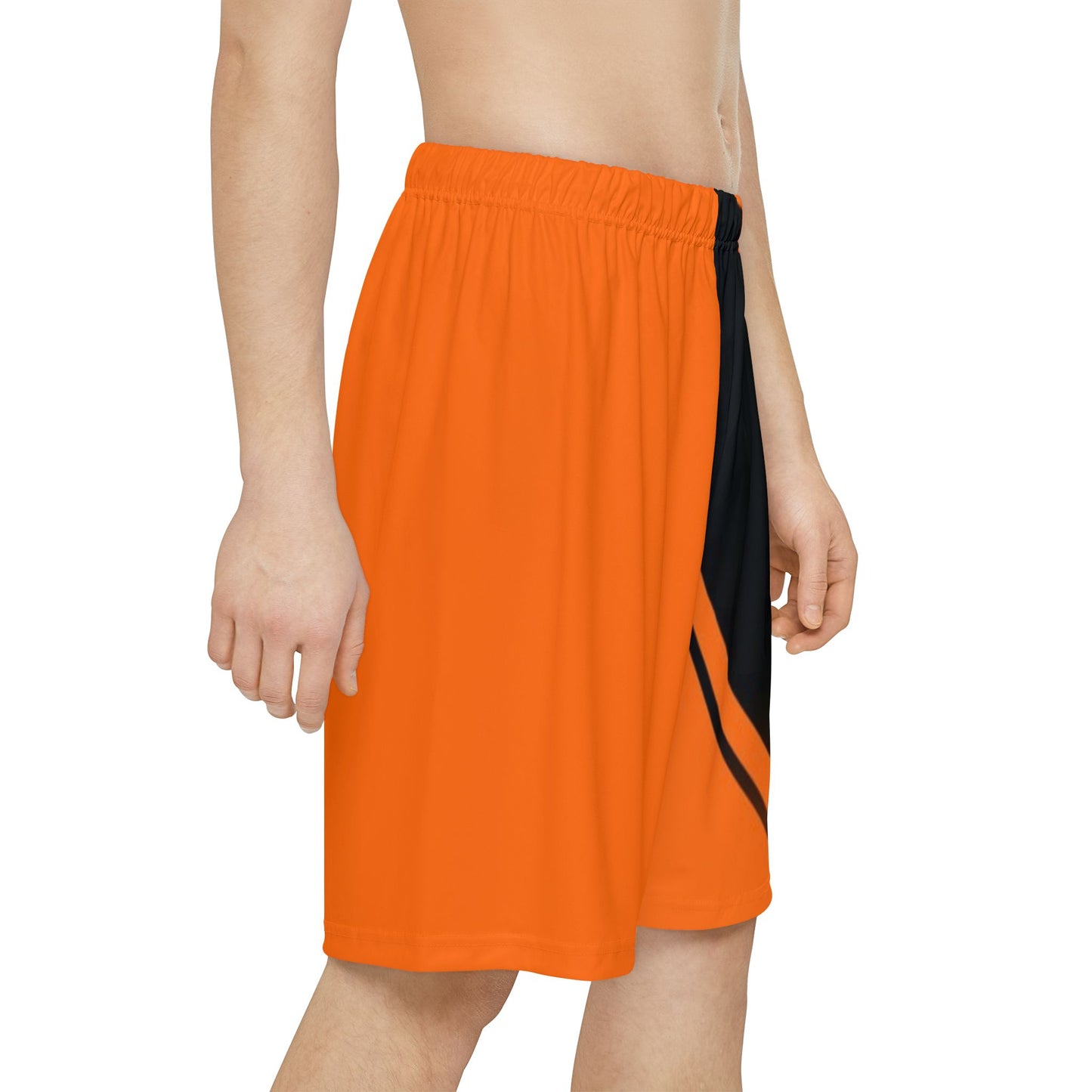 Men's Orange Black Athletic Lightweight Sports & Lounge Wear Shorts — No Pockets