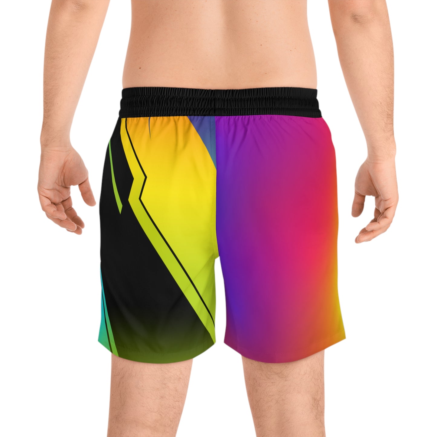 Vibrant Gradient Geometric Jogger Shorts - No Pockets