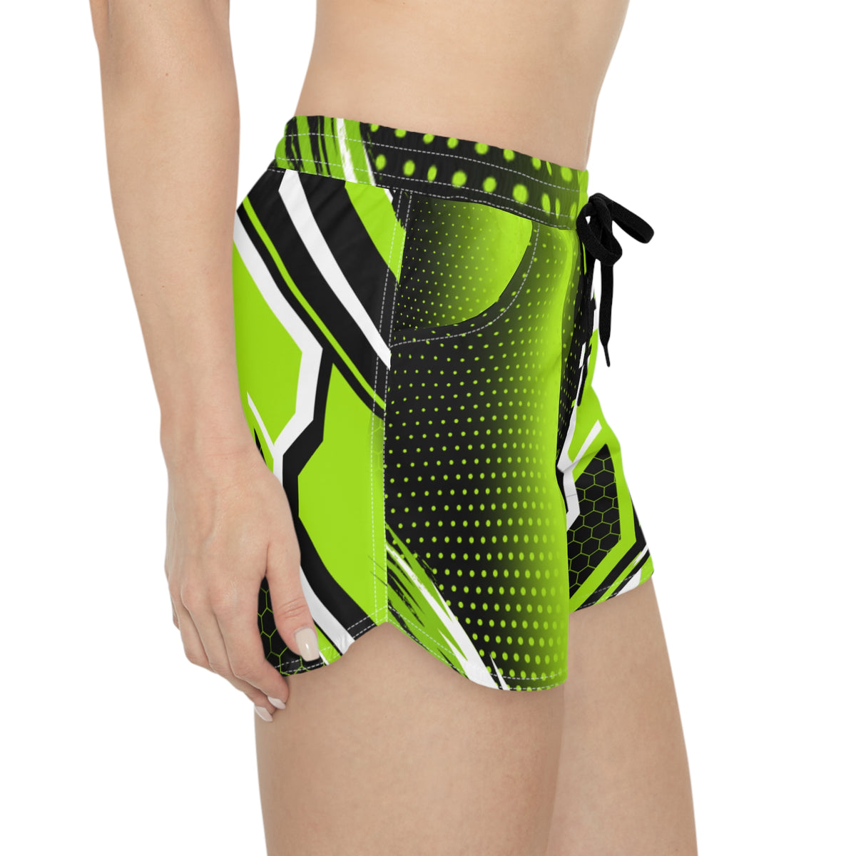 Women's Multipurpose Athletic Shorts with Pockets | Neon Green Arrow