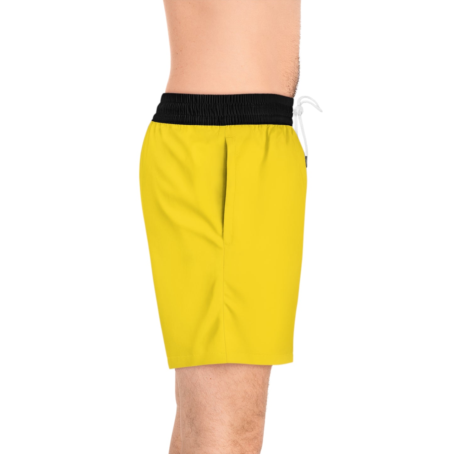 Men's Yellow Black Athletic Jogger Shorts Bold Geometric Sportwear - No Pockets