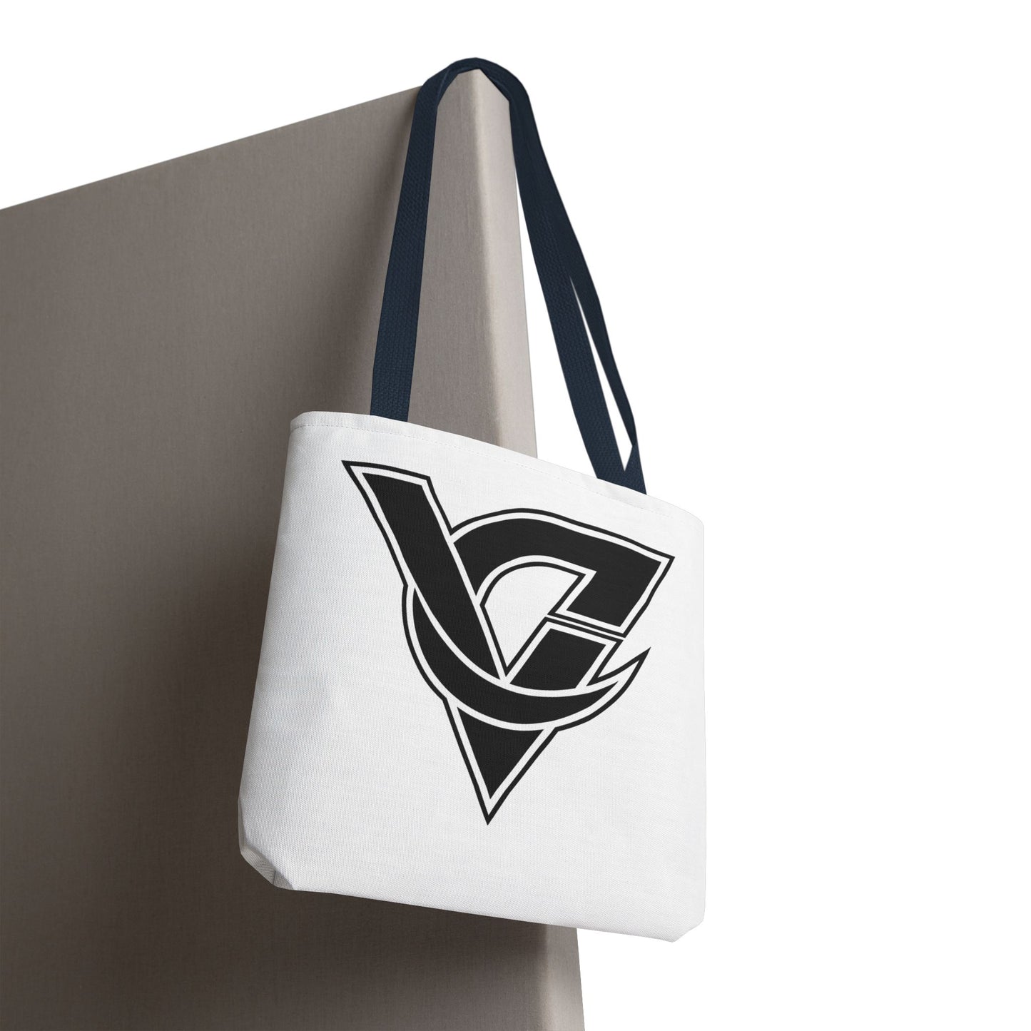 Monogram V Triangle Tote Bag – Bold Black Logo All-Over Print