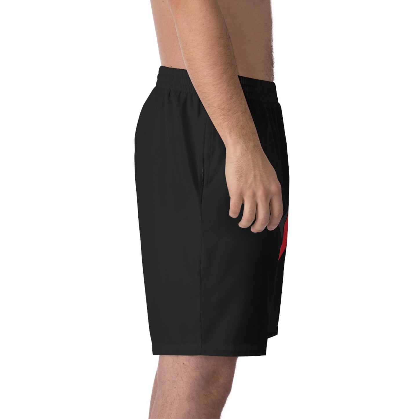 Men's Red Black Athletic Lightweight Sports & Lounge Wear Shorts — No Pockets