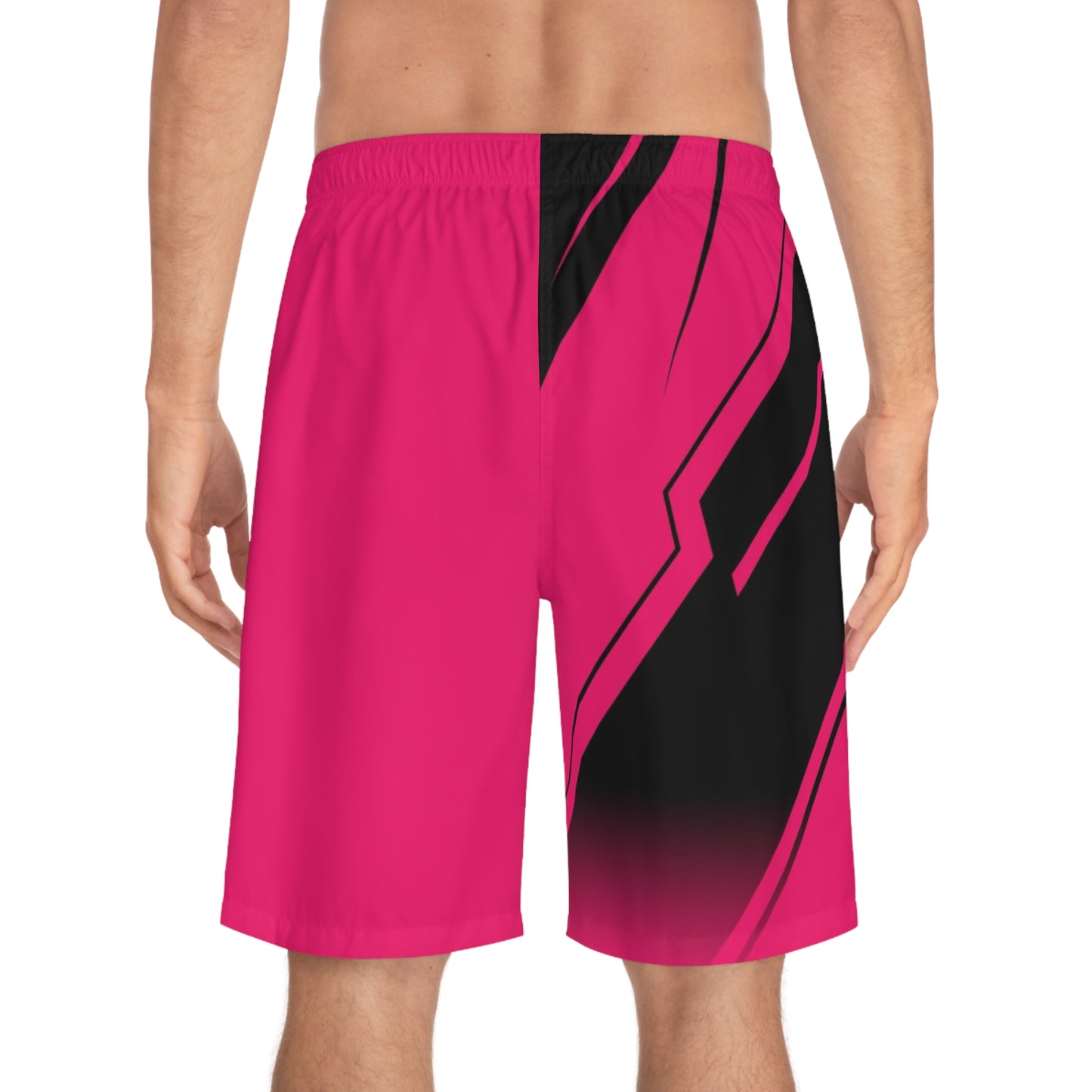 Men's Neon Pink Board Shorts | Bold Geometric
