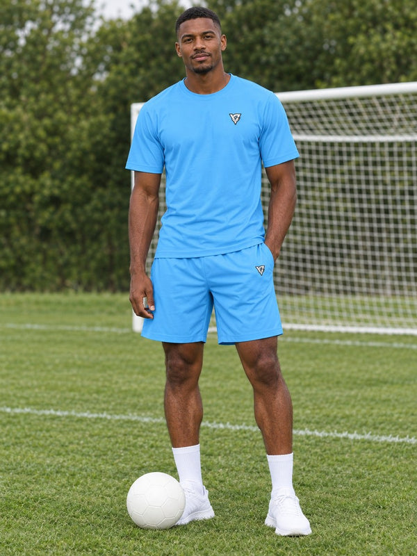 Vantacore Solid Sky Blue Men's Athletic Shorts with Pockets