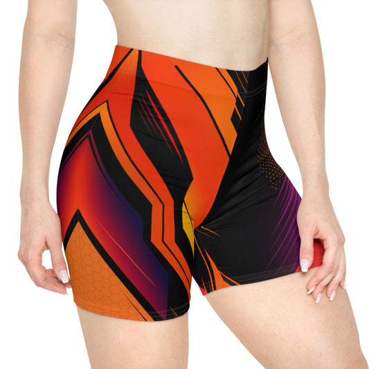 Abstract Neon Geo Biker Shorts | Bold Athletic Cycling Shorts