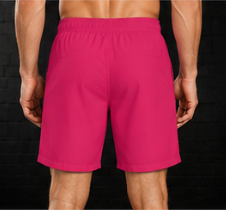 Men's Neon Pink Bold Geometric Jogger Athletic Shorts with Pockets