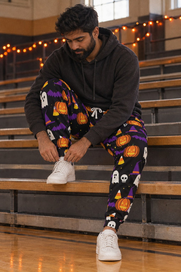 Halloween Midnight Pumpkin Spooky Mix Men's Joggers – All-Over Print Athletic Jogger Pants