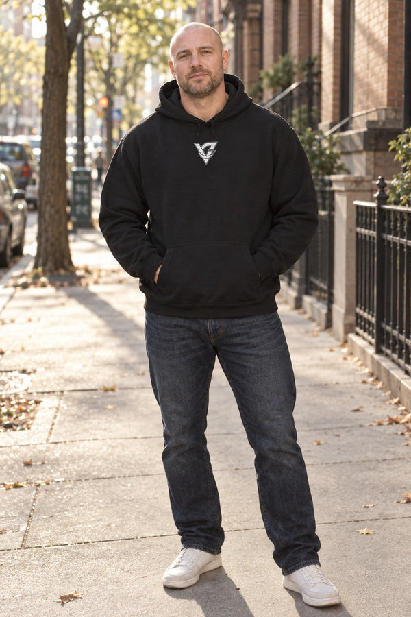 VANTACORE Vintage Logo Hoodie — Distressed Arch Back Pullover