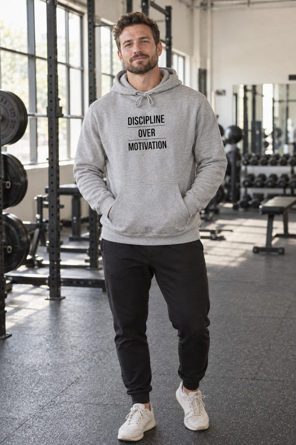 Discipline Over Motivation Hoodie — Minimal Motivational Pullover