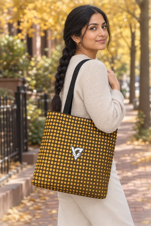 Harvest Gold Halftone Tote Bag — All-Over Print Gym & Everyday Tote