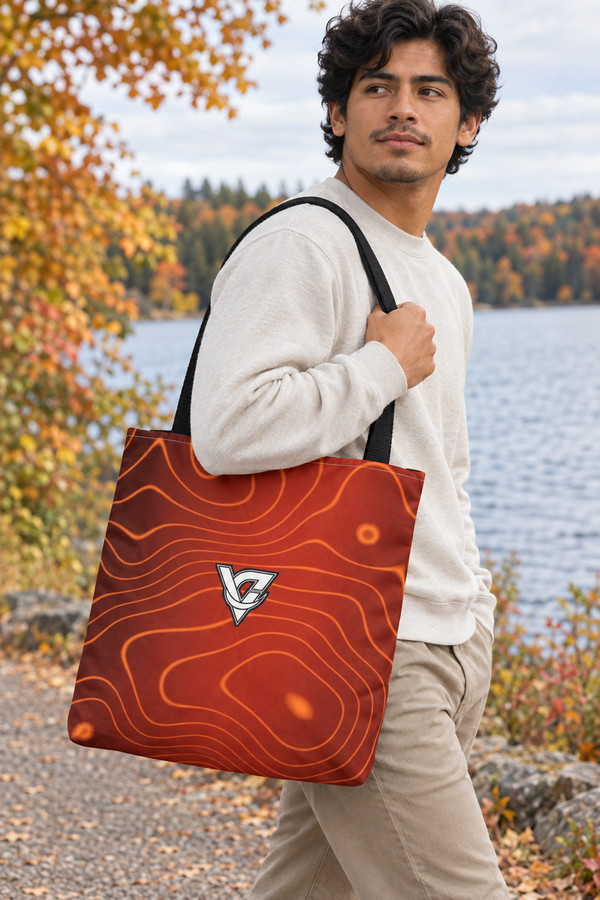 Sunset Orchard Topo Tote Bag — All-Over Print Gym & Everyday Tote
