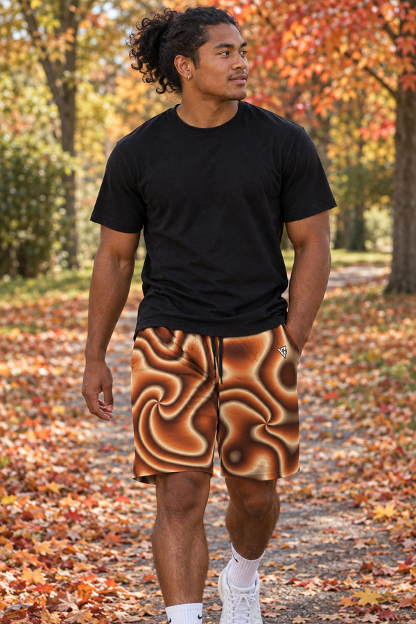 Men's Cinnamon Tie-Dye Performance Jogger Athletic Shorts with Pockets