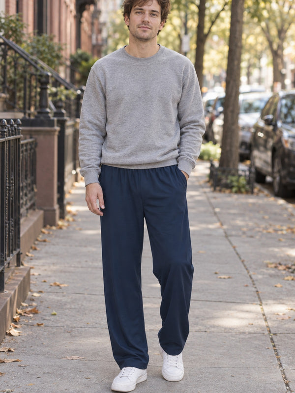 VANTACORE Navy Wide-Leg Lounge Pants | Unisex Relaxed Streetwear
