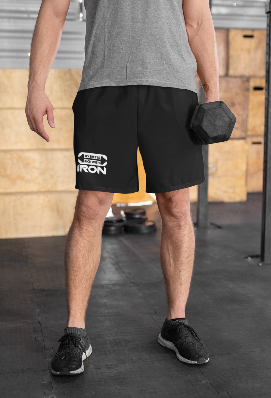My Diet Is Rich With Iron Men's Fleece Shorts | Premium Cotton Blend Gym Workout Shorts with Pockets