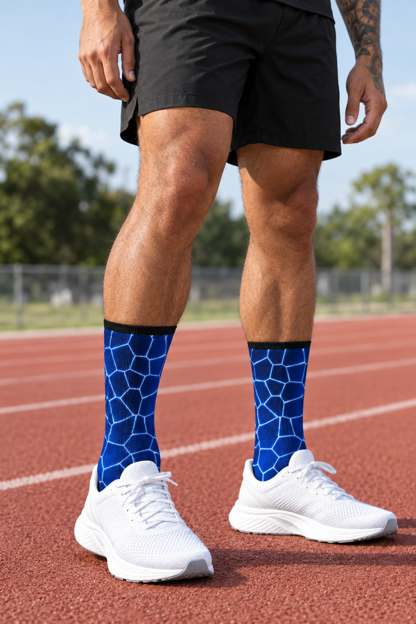 Cobalt Rift Athletic Crew Socks