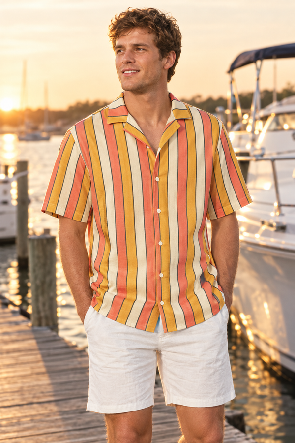 Sunset Wide Stripe Button-Up Shirt