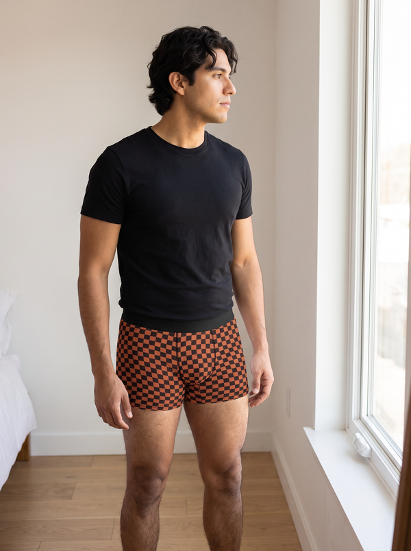 Auburn Warp Check Men's Boxer Briefs — Performance Underwear