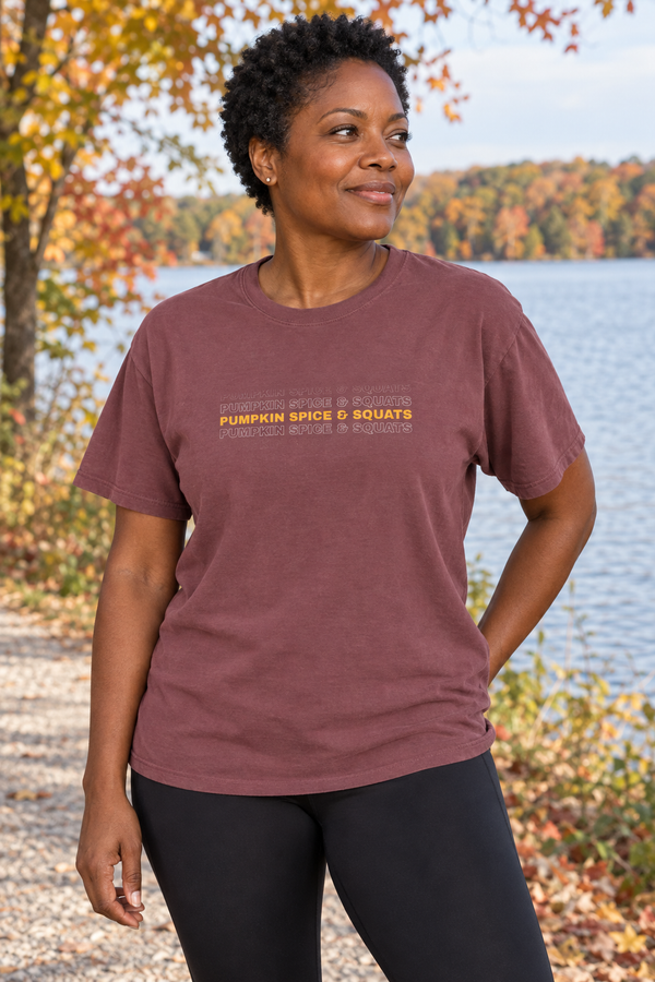 Pumpkin Spice & Squats Women's Garment-Dyed Graphic Tee