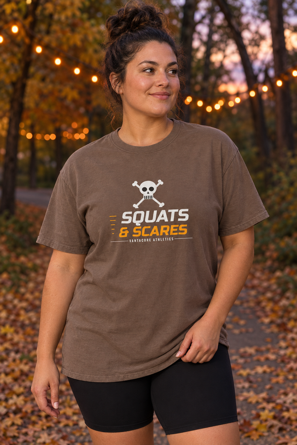 Squats & Scares | Women's Halloween Garment-Dyed Graphic Tee