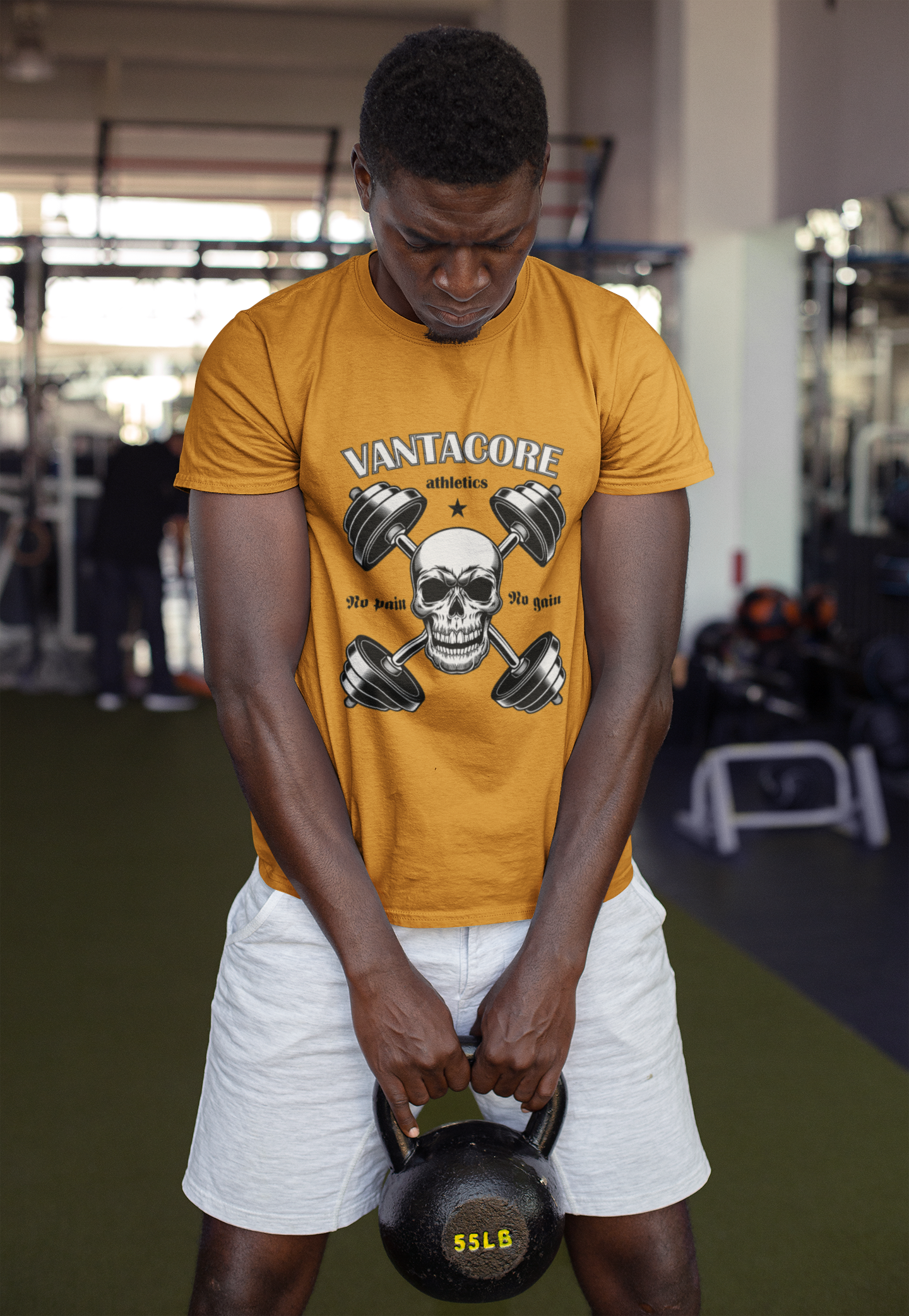 Vantacore No Pain No Gain Unisex Graphic T-Shirt | Skull Gym Fitness Workout Tee