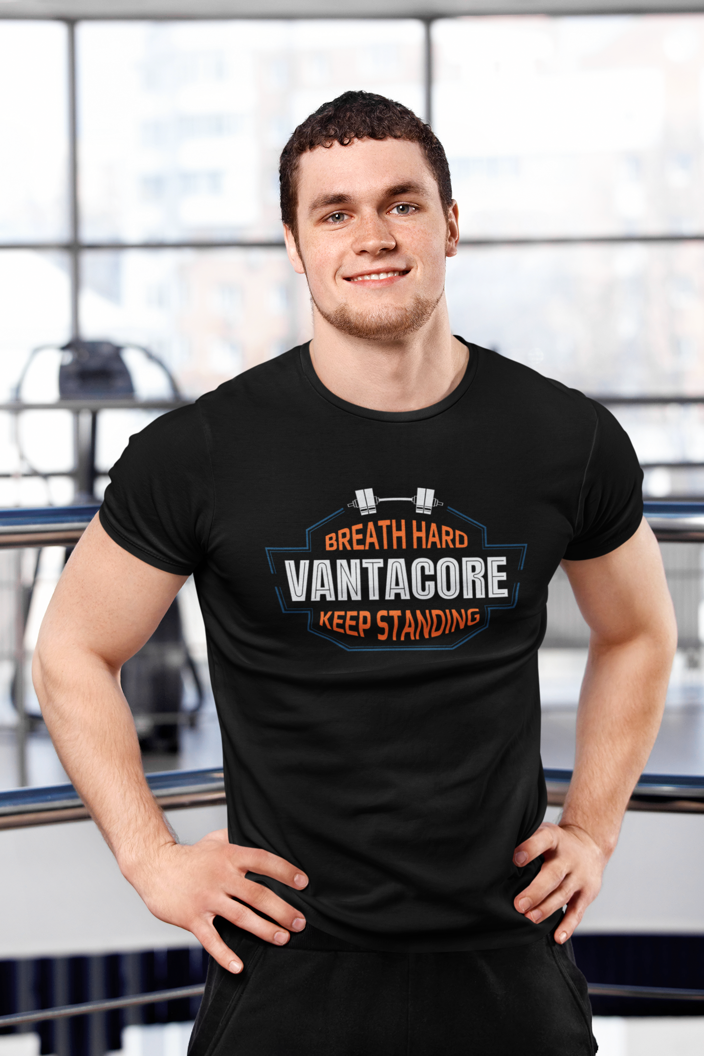 Vantacore "Breathe Hard Keep Standing" Unisex Gym T-Shirt | Motivational Fitness Workout Tee