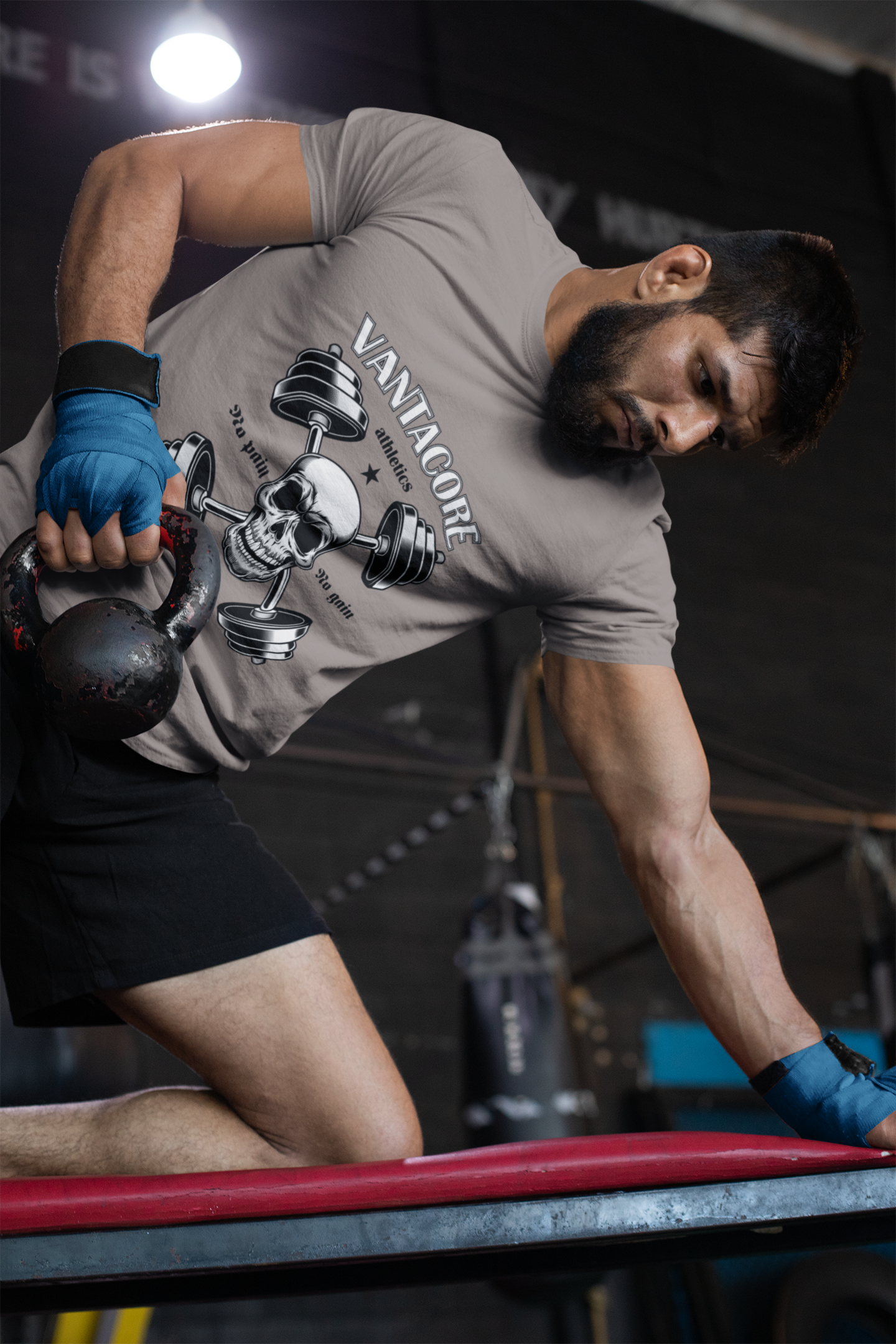 Vantacore No Pain No Gain Unisex Graphic T-Shirt | Skull Gym Fitness Workout Tee