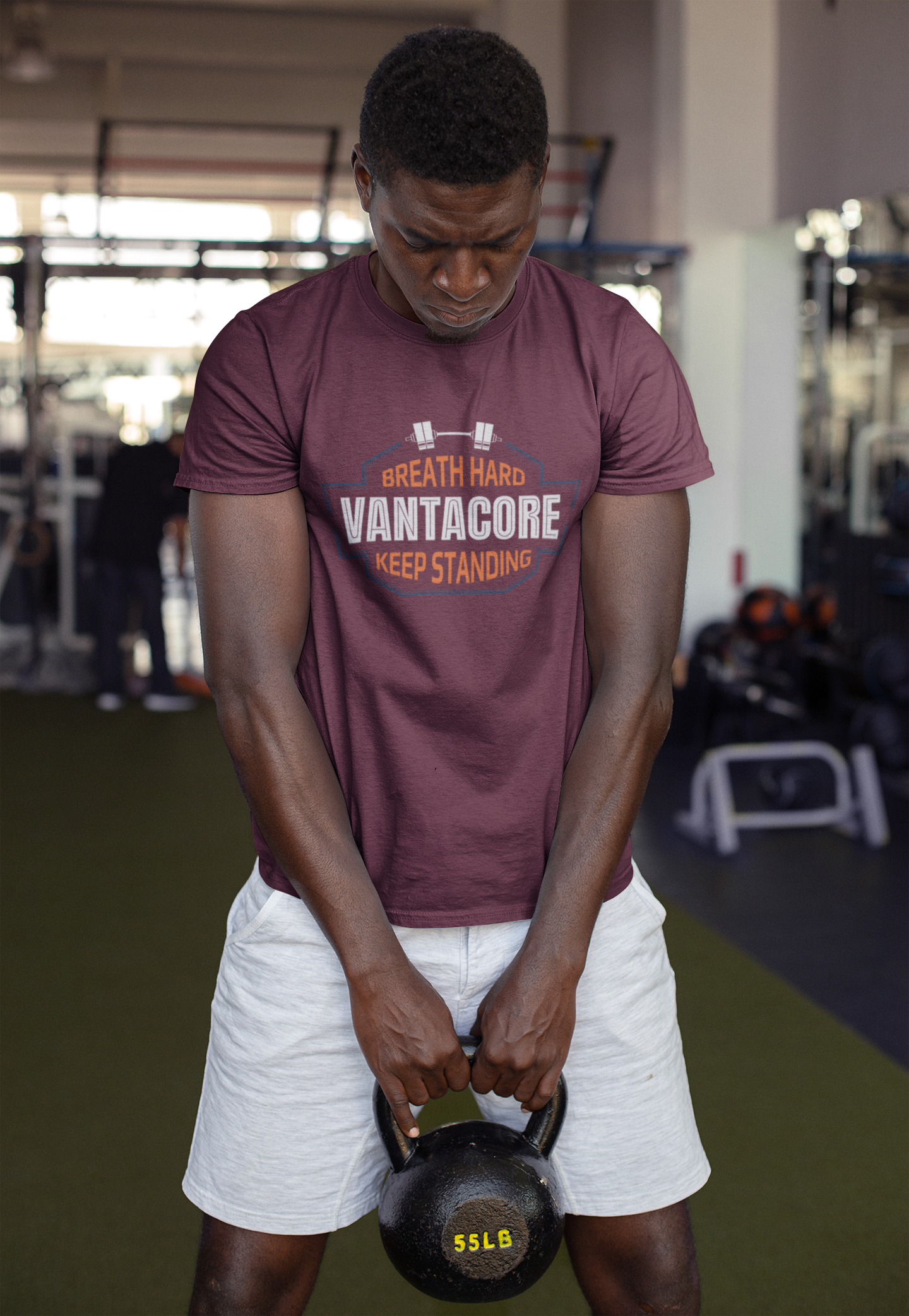 Vantacore "Breathe Hard Keep Standing" Unisex Gym T-Shirt | Motivational Fitness Workout Tee