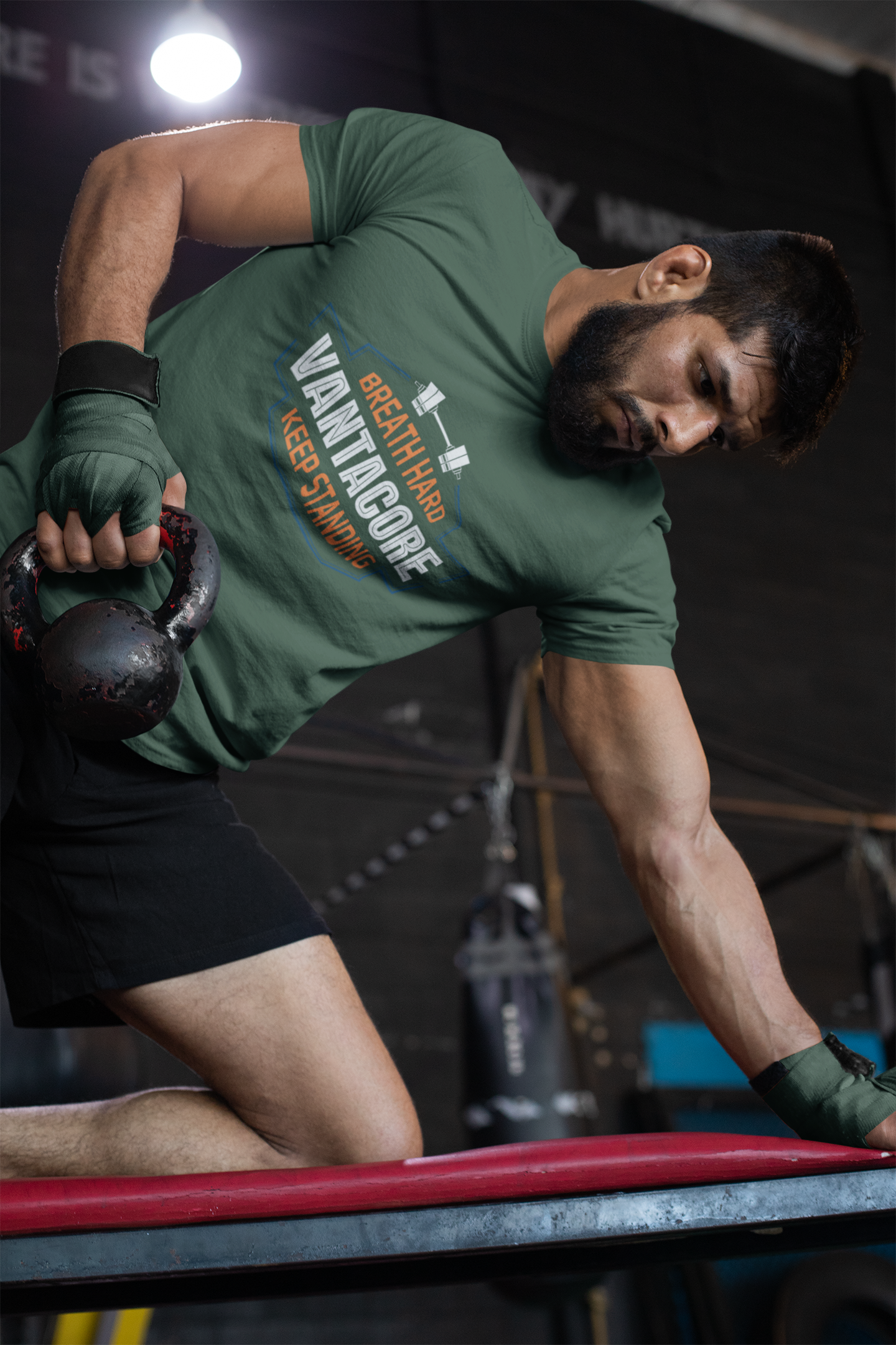 Vantacore "Breathe Hard Keep Standing" Unisex Gym T-Shirt | Motivational Fitness Workout Tee