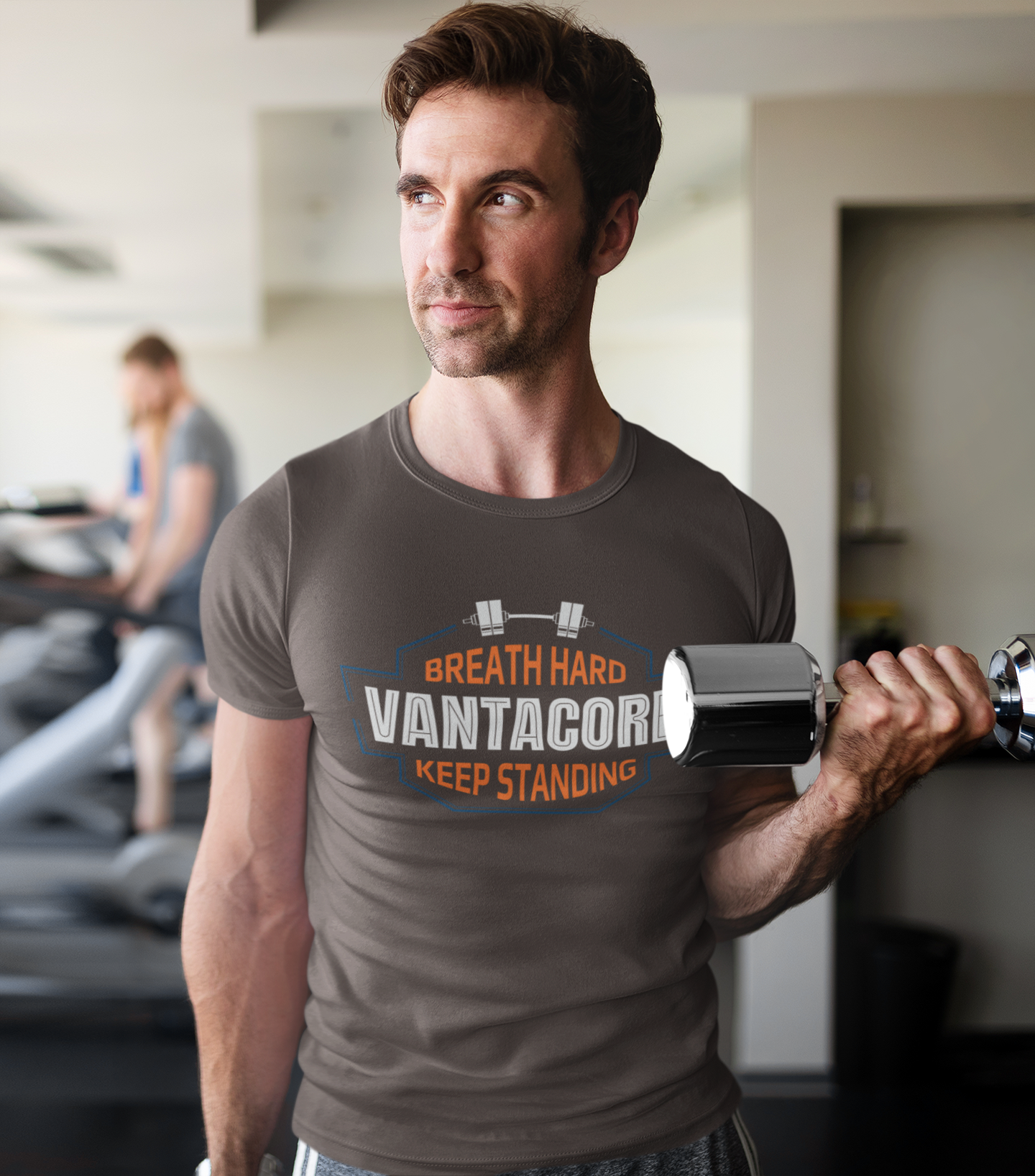 Vantacore "Breathe Hard Keep Standing" Unisex Gym T-Shirt | Motivational Fitness Workout Tee