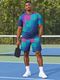 Pickleball Neon Lagoon Halftone Pulse Men's Sports Jersey - front view