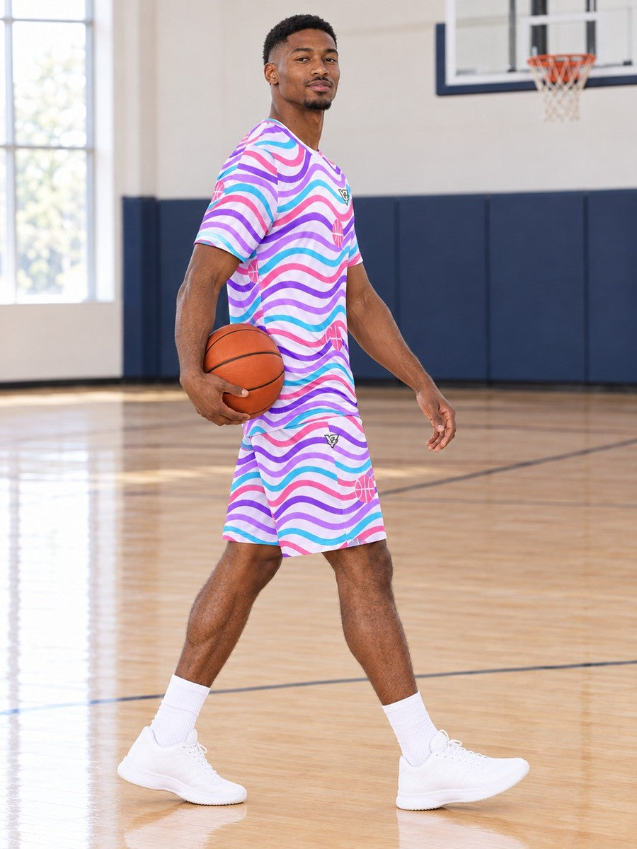 Basketball Lilac Wave Wave Rider Men's Sports Jersey - side view