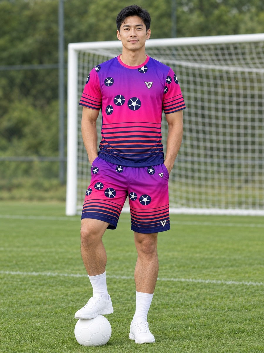 Soccer Royal Flame Horizon Fade Men's Sports Jersey - front view