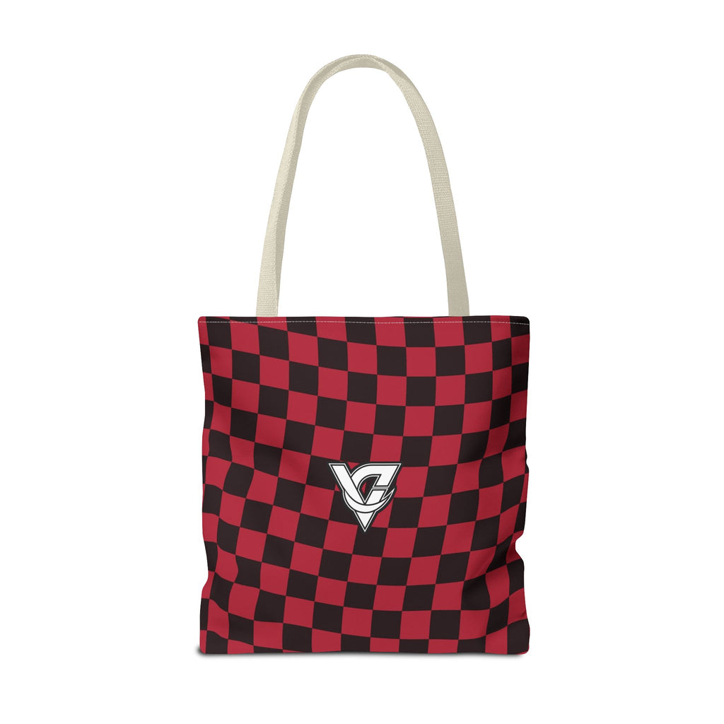 Spiced Wine Warp Check Tote Bag — All-Over Print Gym & Everyday Tote