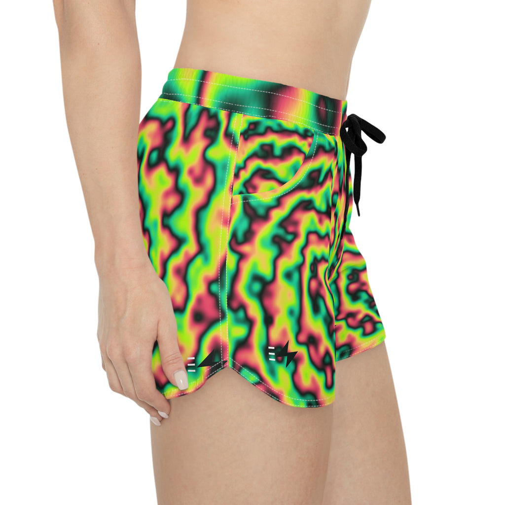 Running Emerald Zest Tie-Dye Spin Women's Athletic Shorts with Pockets
