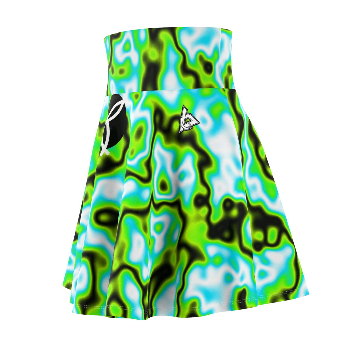 Volleyball Lime Riot Marble Flow Women's Athletic Skater Skirt