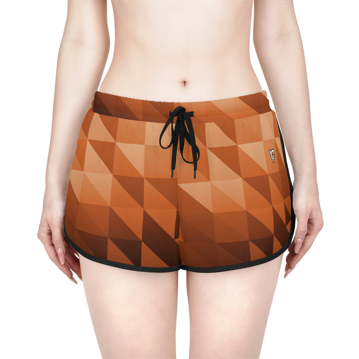 Women's Cinnamon Low-Poly Relaxed Shorts — All-Over Print Running & Workout Shorts