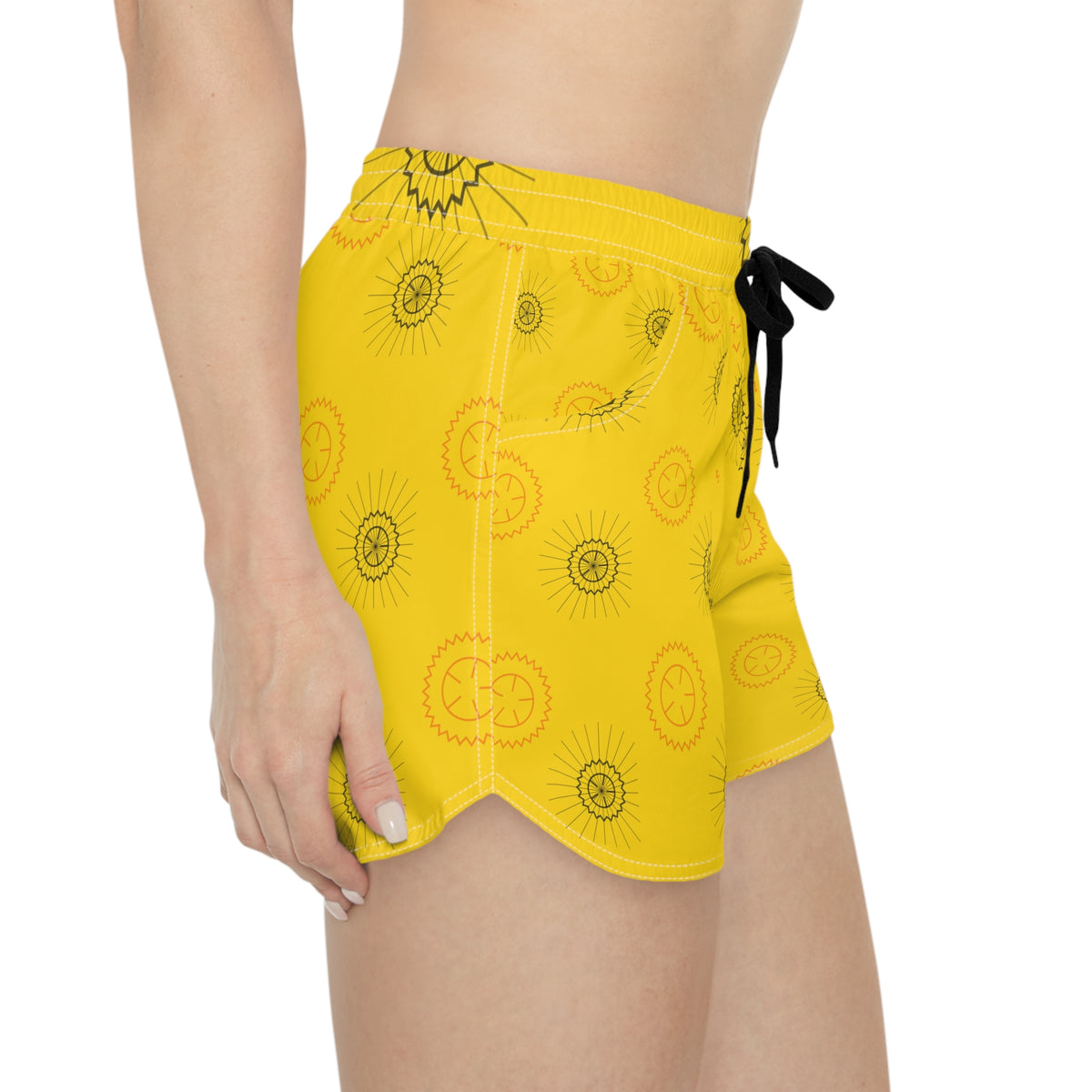 Cycling Neon Citrus Chainring Women's Athletic Shorts with Pockets