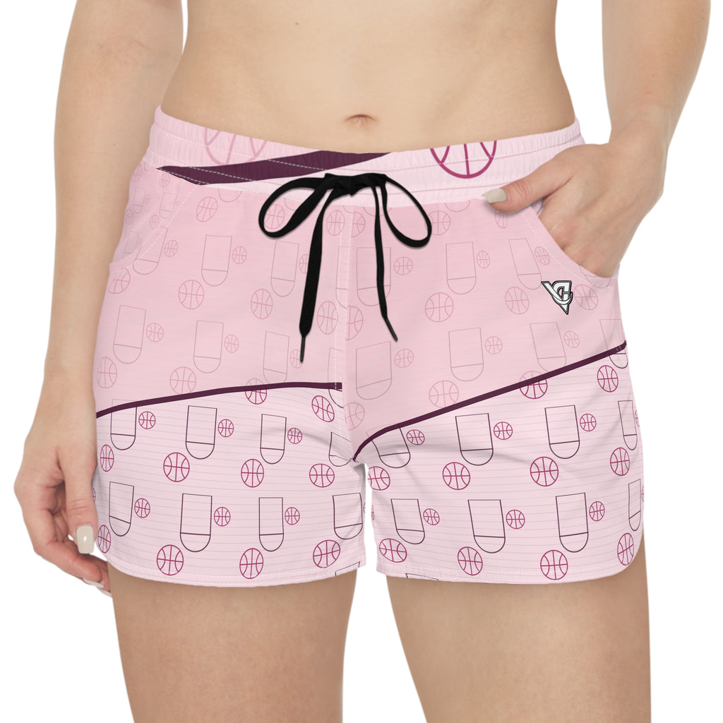 Basketball Blush Rose Court Seam Women's Athletic Shorts with Pockets