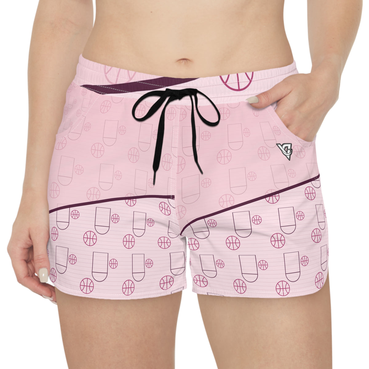 Basketball Blush Rose Court Seam Women's Athletic Shorts with Pockets