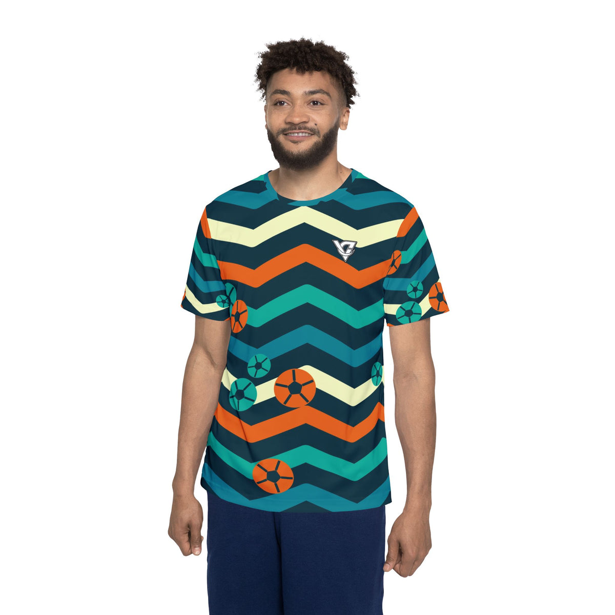 Soccer Peacock Chevron Rush Men's Sports Jersey