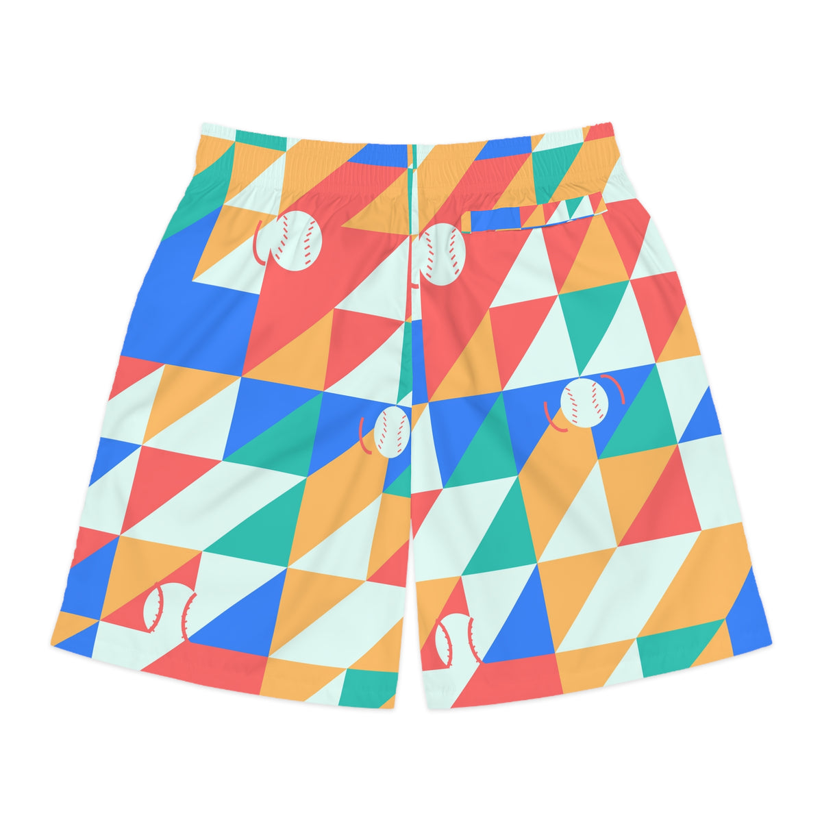 Baseball & Softball Sea Glass Prism Block Men's Athletic Shorts with Pockets