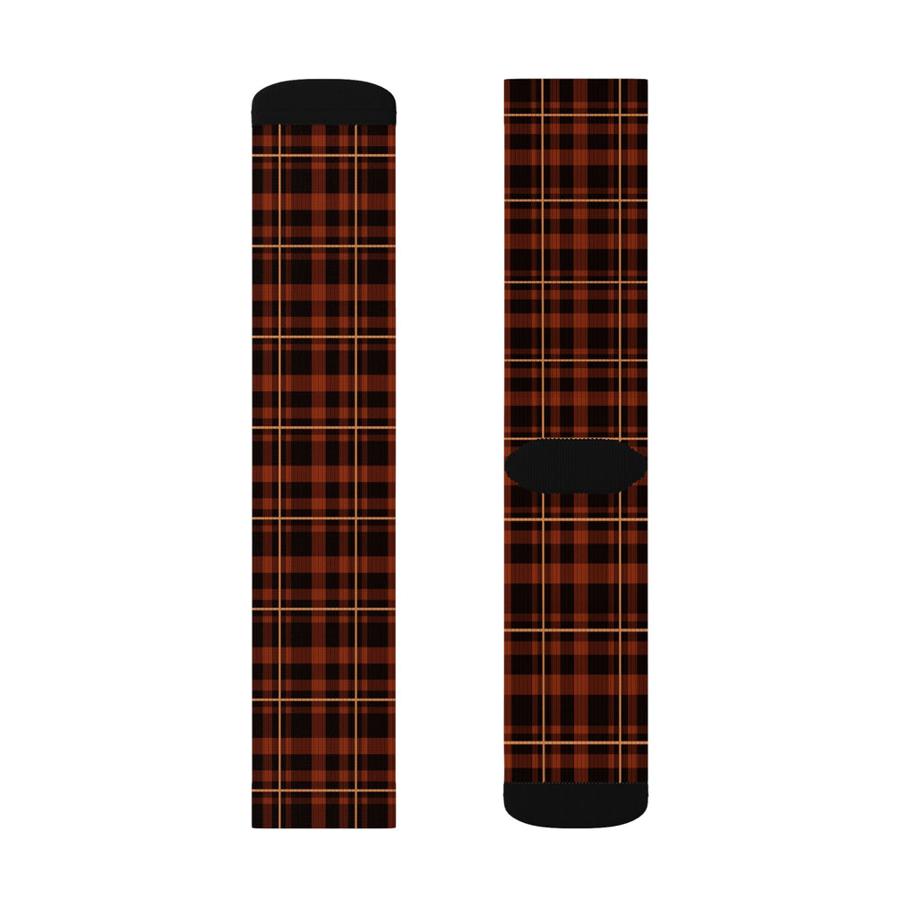 Rust Flannel Athletic Crew Socks