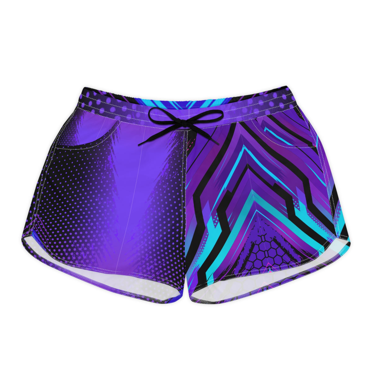Women's Multipurpose Athletic Shorts with Pockets – Cyber Circuit Purple & Teal
