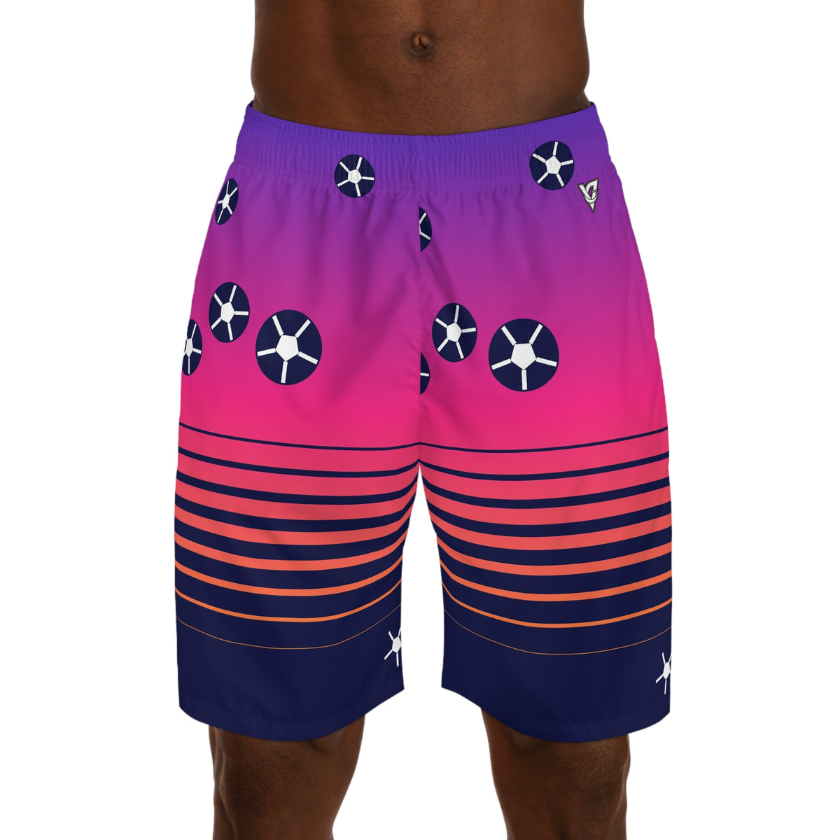 Soccer Royal Flame Horizon Fade Men's Athletic Shorts with Pockets