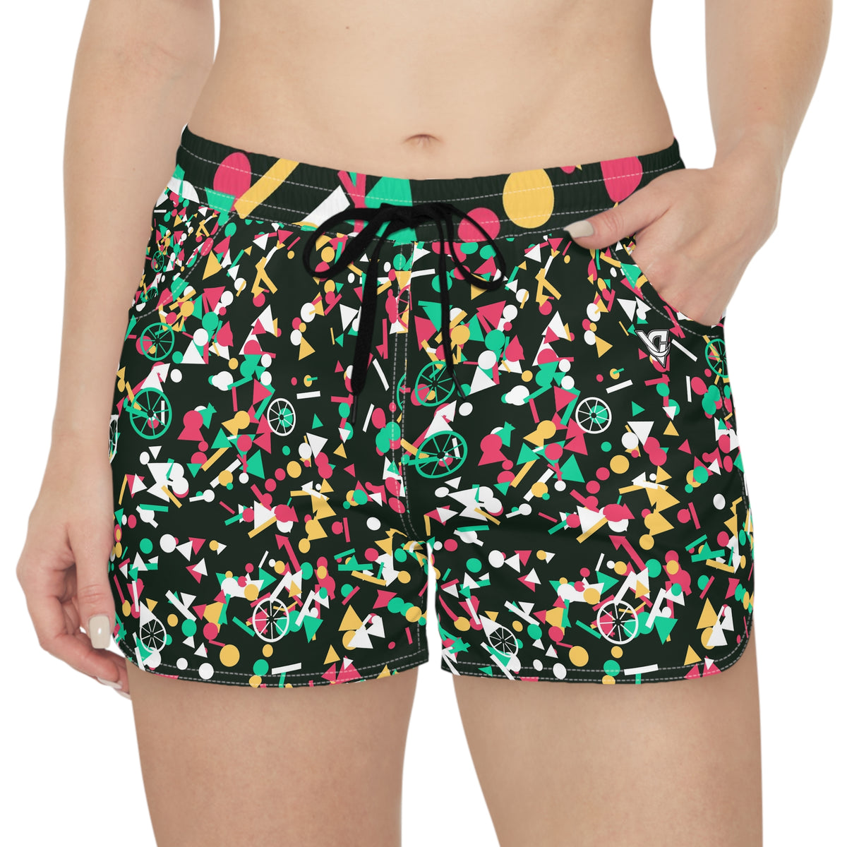 Cycling Watermelon Confetti Pop Women's Athletic Shorts with Pockets