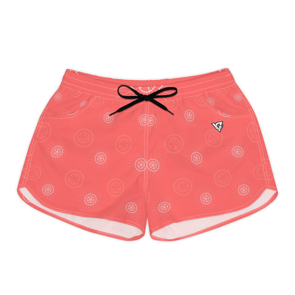 Cycling Hot Coral Chainring Women's Athletic Shorts with Pockets